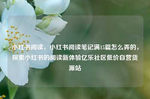 小红书阅读，小红书阅读笔记满15篇怎么弄的，探索小红书的阅读新体验亿乐社区低价自营货源站  第1张
