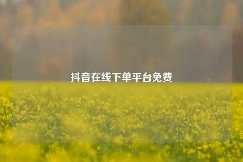 抖音在线下单平台免费  第1张