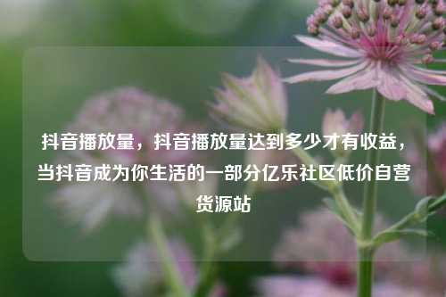 抖音播放量，抖音播放量达到多少才有收益，当抖音成为你生活的一部分亿乐社区低价自营货源站  第1张