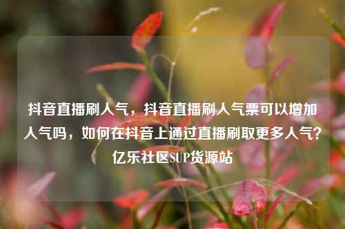 抖音直播刷人气	，抖音直播刷人气票可以增加人气吗，如何在抖音上通过直播刷取更多人气？亿乐社区SUP货源站  第1张